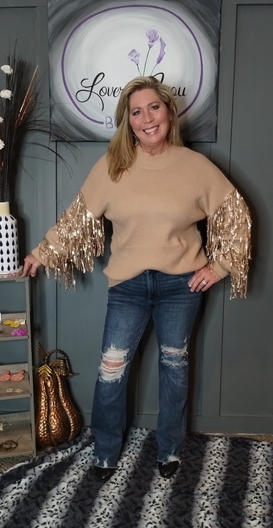Watch Me Shine Sequin Fringe Sweater