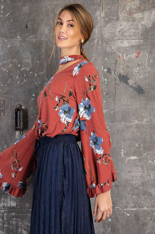 Bella Ruffle Sleeve Mock Neck Tunic