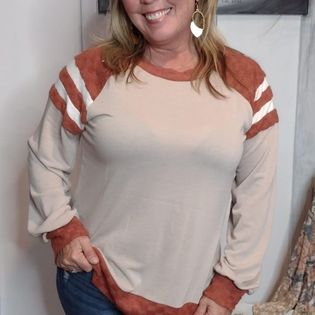 Roxy Checker Jacquard Game Day Stripe Raglan Top. Also Plus size