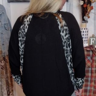 Amia Animal Print Dolman Sleeve Waffle Knit Top