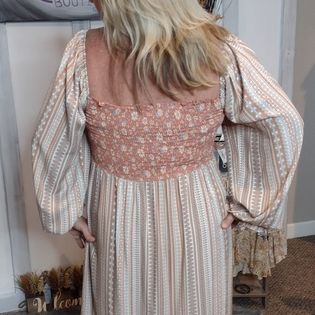 Gabriela Bohemian Floral Smocked Bodice Maxi Dress.