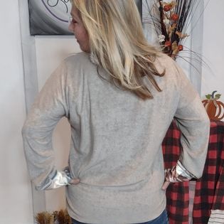 Sara Jane Axtec Print Contrast Front Pocket Terry Top with Thumb Holes