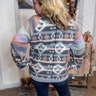 Ready For Anything Aztec Multi Color Stripe Raglan Knit Top