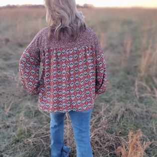 Daisey Ditzy Floral Color Block Babydoll Blouse