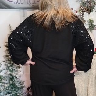 Maxine Sequin Bishop Sleeve Top