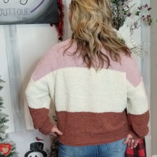 Alex Loose Fit High Neck Color Block Sweater