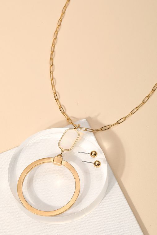 Circle Cutout Pendant Long Necklace