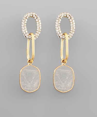 Crystal Clear Oval Dangle Earrings
