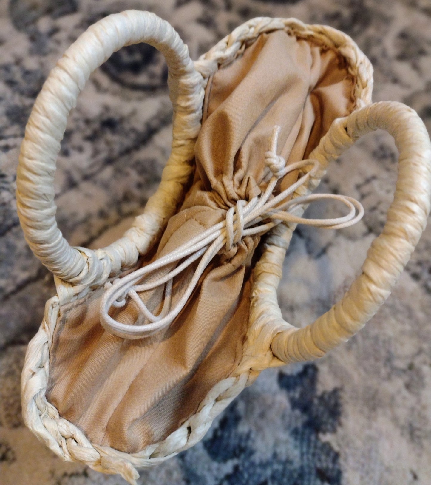 Two Tone Braided Semi Circle Hand Bag