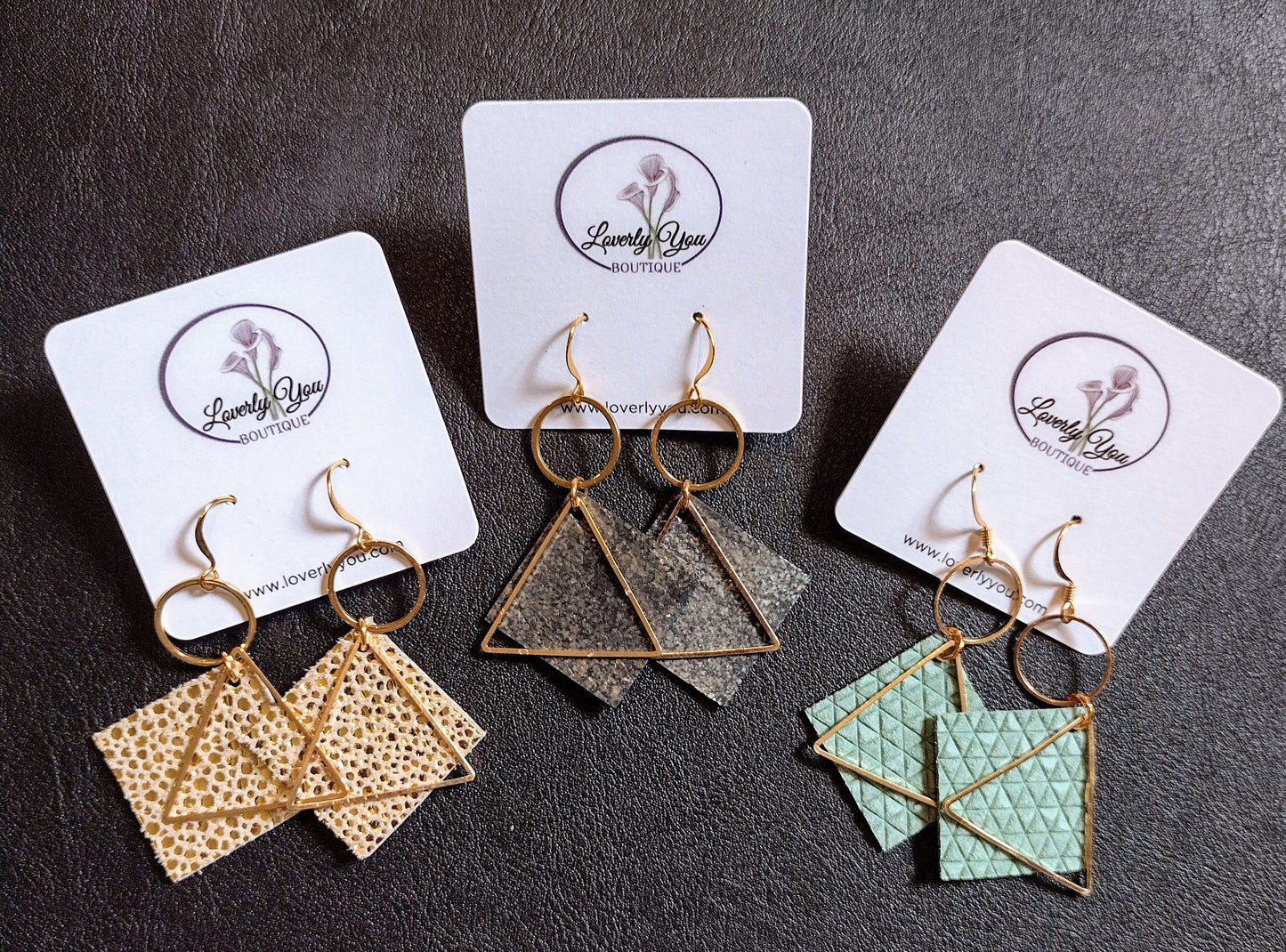 Cecelia Diamond Leather Earrings.