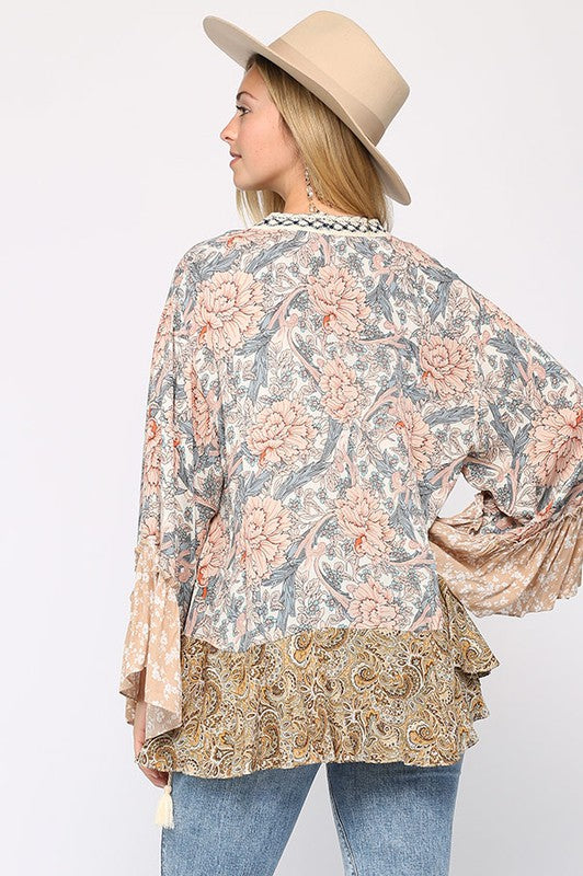 Loverly Girl Floral and Paisley Print Mix kimono