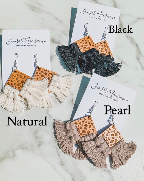 Dalmatian Print Macramé Earrings