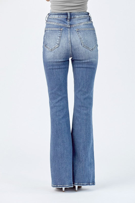 Women's High Rise Vintage Washed Flare Risen Jeans