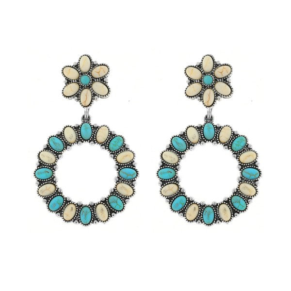 WESTERN TURQUOISE CIRCLE EARRINGS