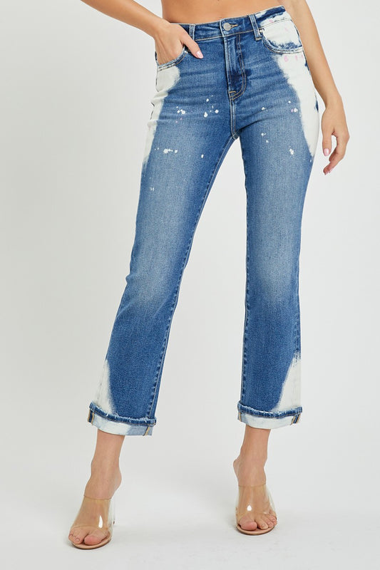 Spot On Risen High Rise Bleached Spot Wash Slim Straight Jean