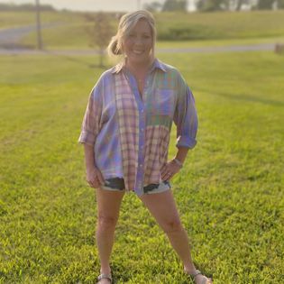 Izzy Vintage Plaid Color Block Bleached Shirt