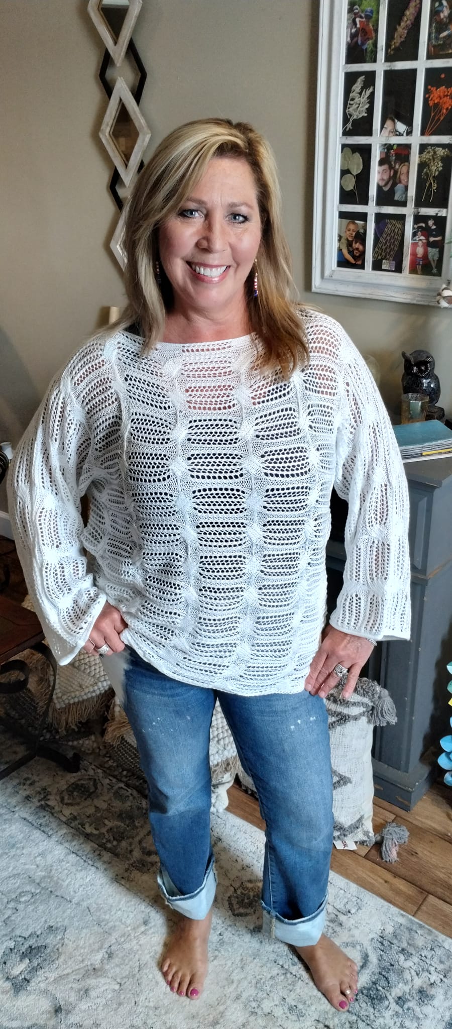 A Breath Of Fresh Air Open Pattern Textured Sweater Top