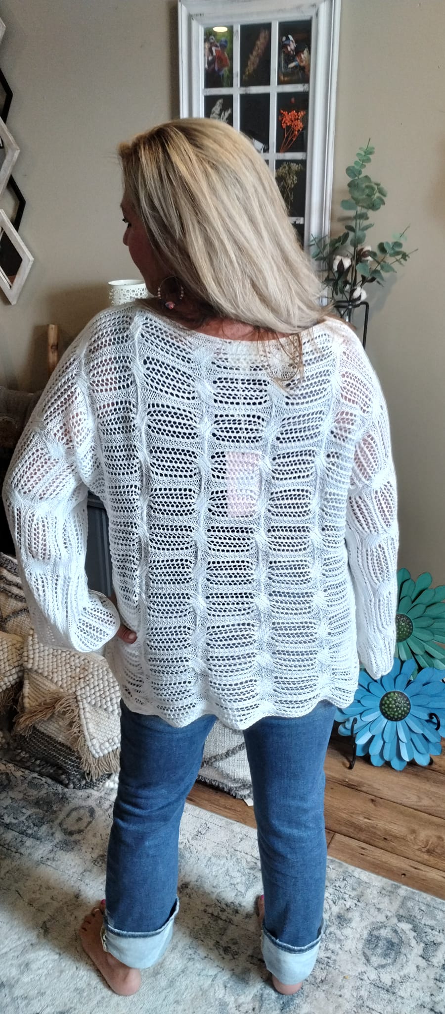 A Breath Of Fresh Air Open Pattern Textured Sweater Top
