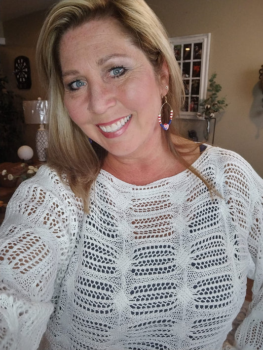 A Breath Of Fresh Air Open Pattern Textured Sweater Top