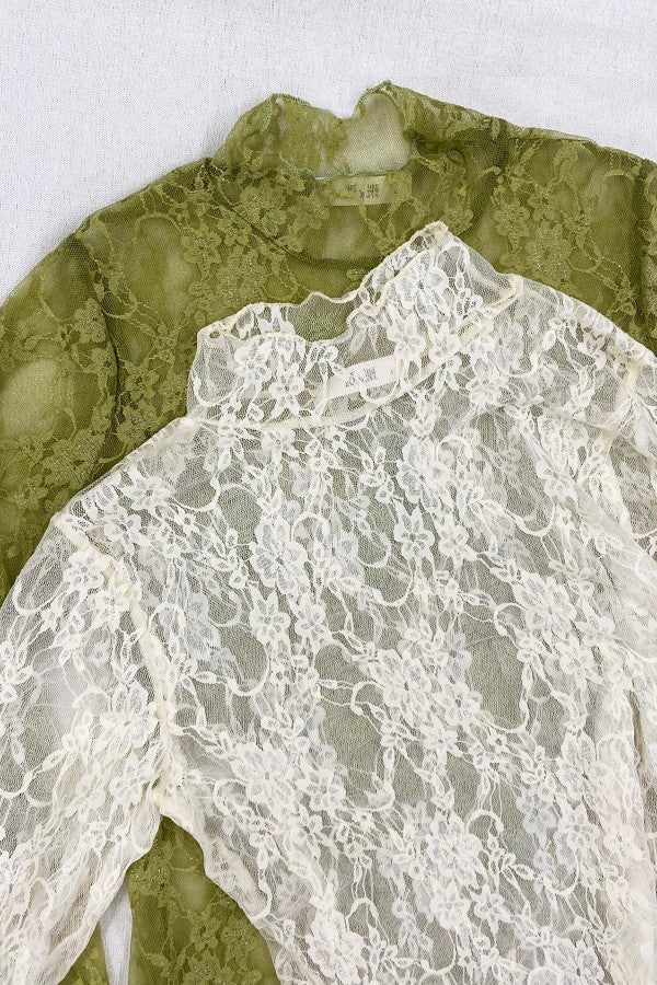 Pretty In Lace Floral Print Lace Long Sleeve Top
