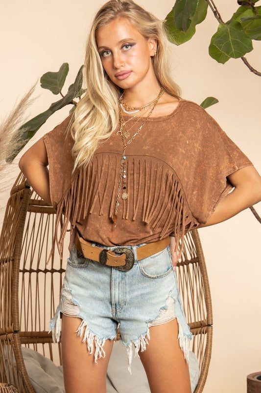 My Girl. Mineral Dyed Fringe Top