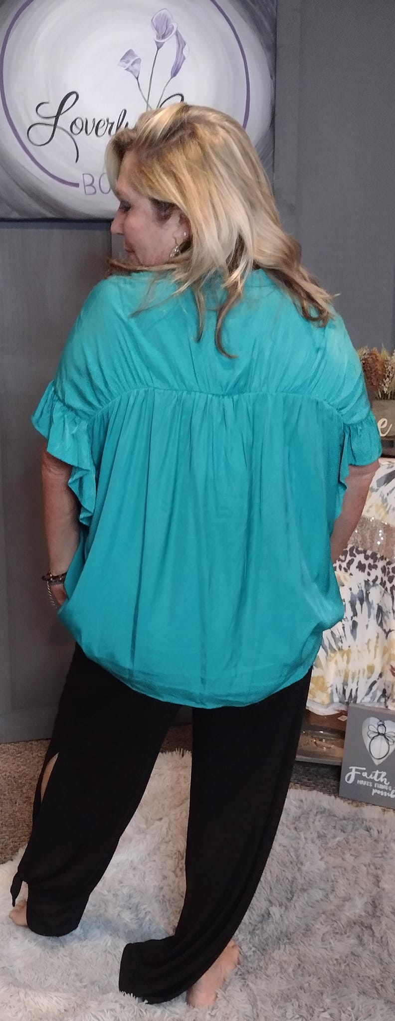 Silky Lilly Loose Fit Silky Woven Shirried Shirt With Front Bottons