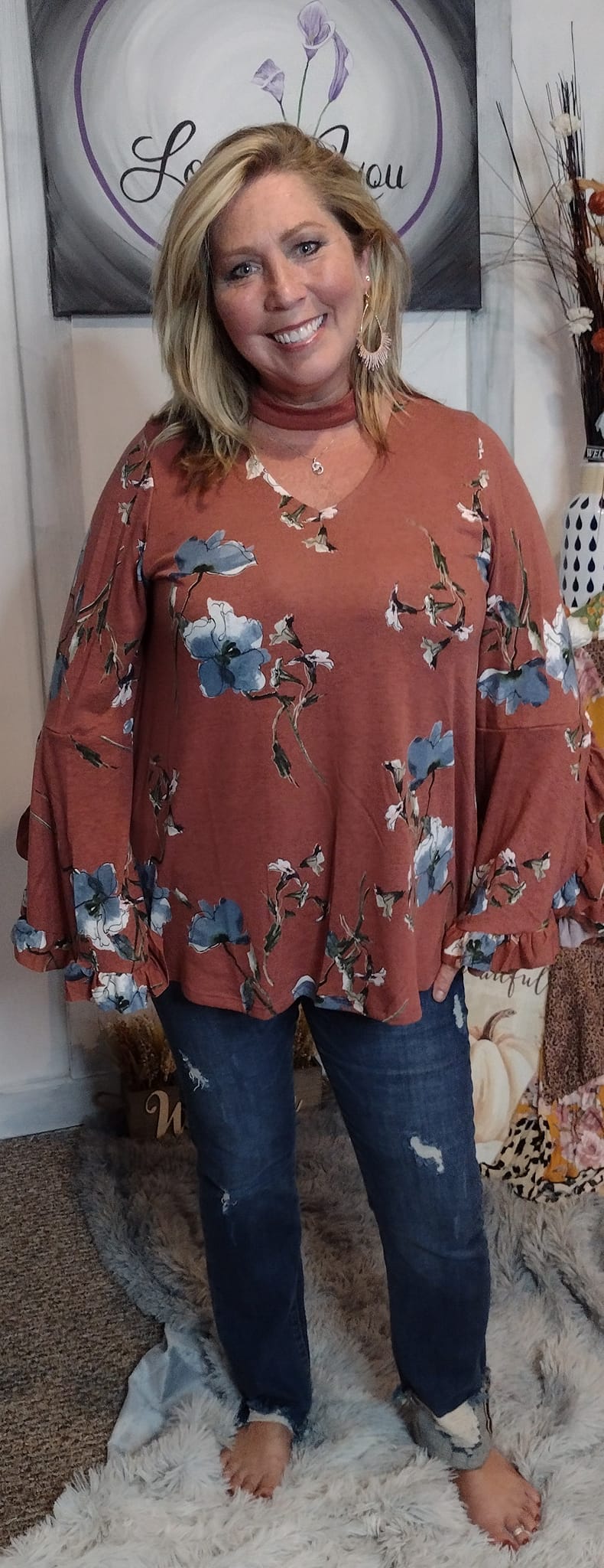 Bella Ruffle Sleeve Mock Neck Tunic