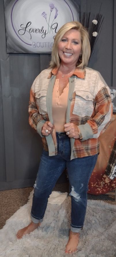 Jill. Color Block Plaid Flannel Shirt