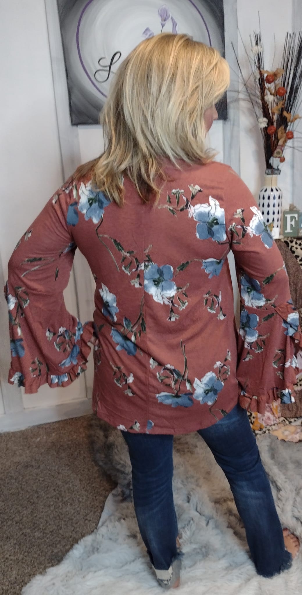 Bella Ruffle Sleeve Mock Neck Tunic
