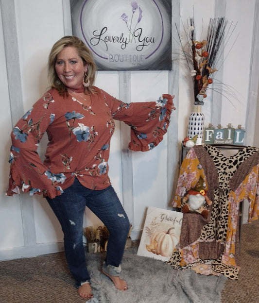 Bella Ruffle Sleeve Mock Neck Tunic