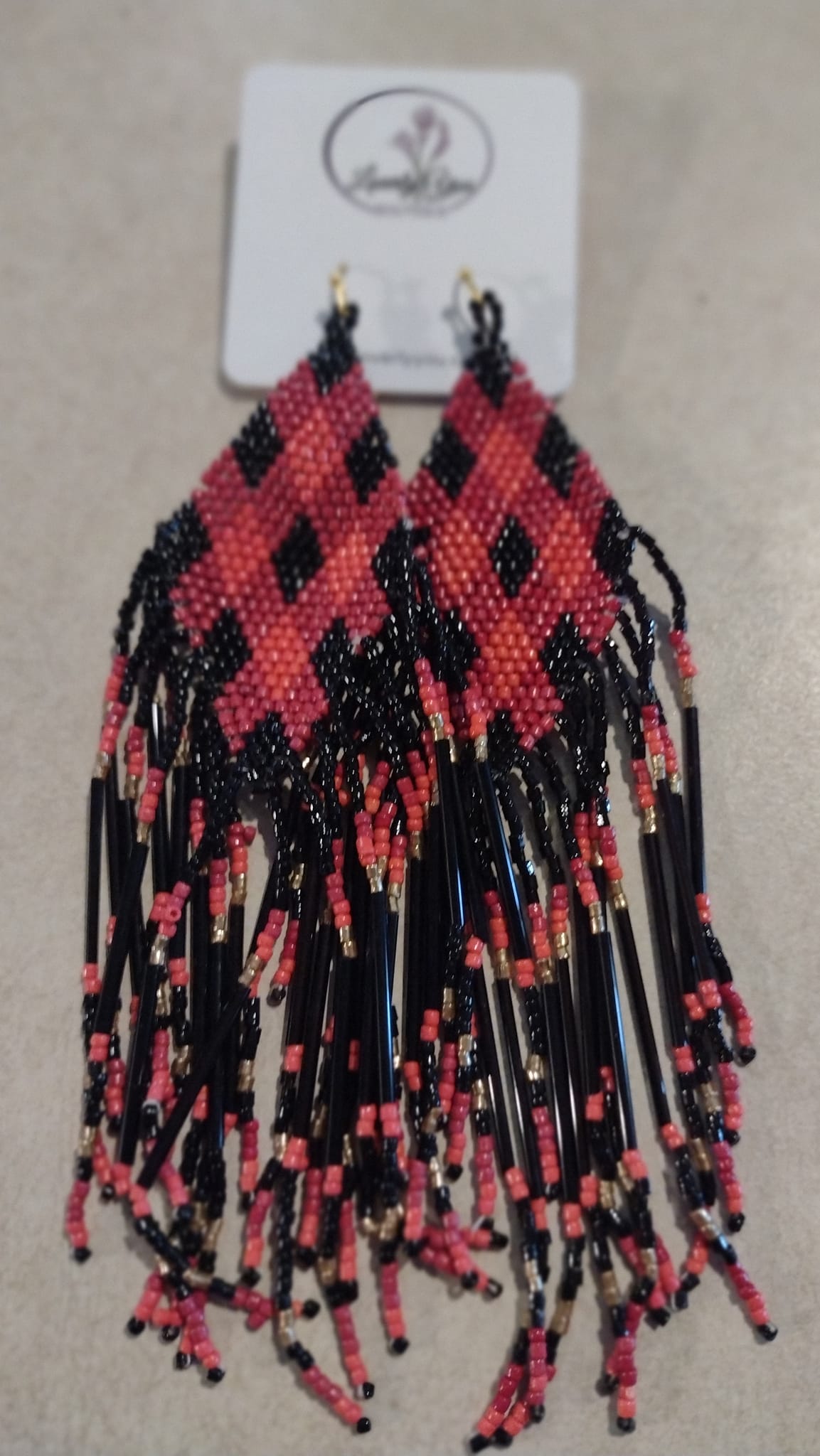 Shake Down Beaded Rhombus & Tassel Earrings