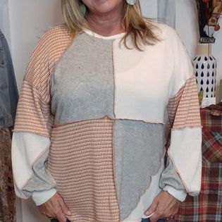 It's A Wrap Two Toned Textured Color Block Sweater Top