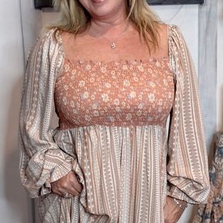 Gabriela Bohemian Floral Smocked Bodice Maxi Dress.