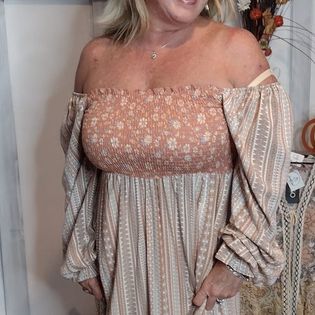 Gabriela Bohemian Floral Smocked Bodice Maxi Dress.