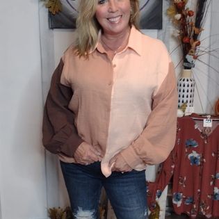 Thelma Oversized Color Block Wrinkled Gauze Shirt