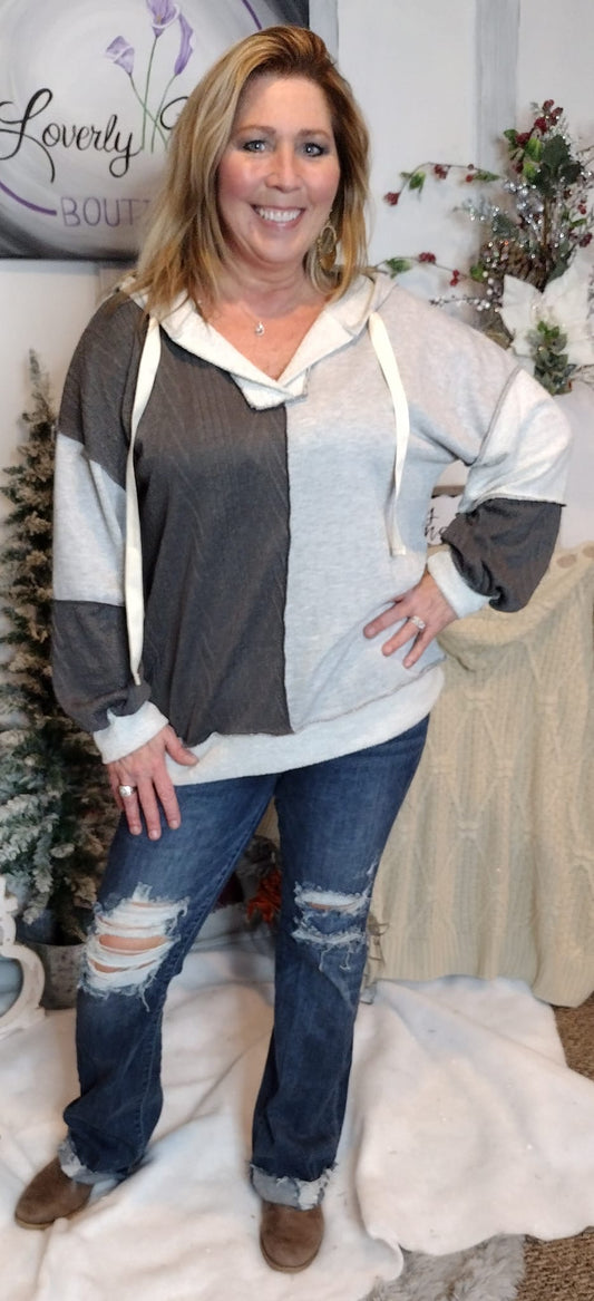 Navaeh 2Tone French Terry Knit Reverse Block Hoodie