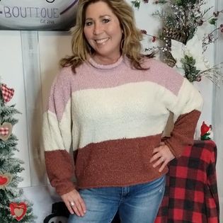 Alex Loose Fit High Neck Color Block Sweater