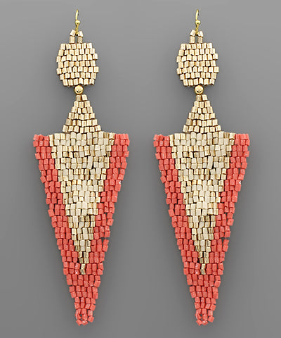 Loving Life Patterned Triangle Bead Earrings