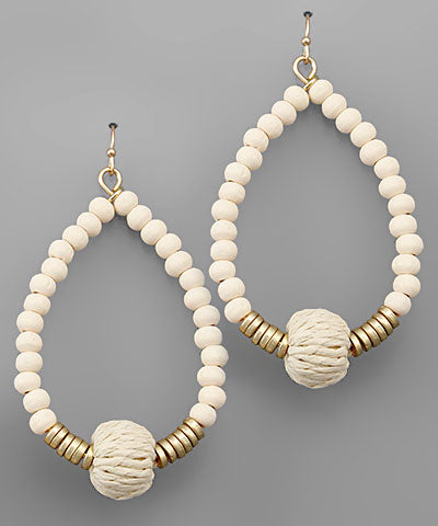 Day Trip Rattan & Wood Ball Teardrop Earrings