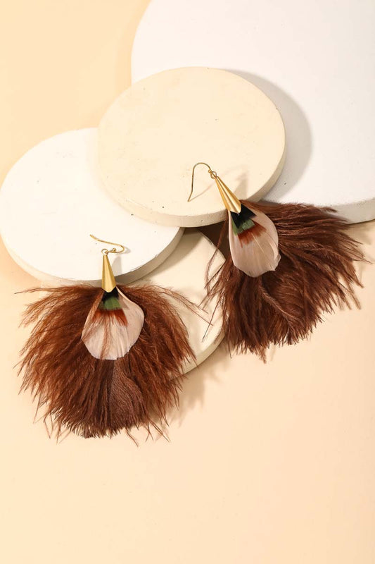 Feather Fan Drop Earrings