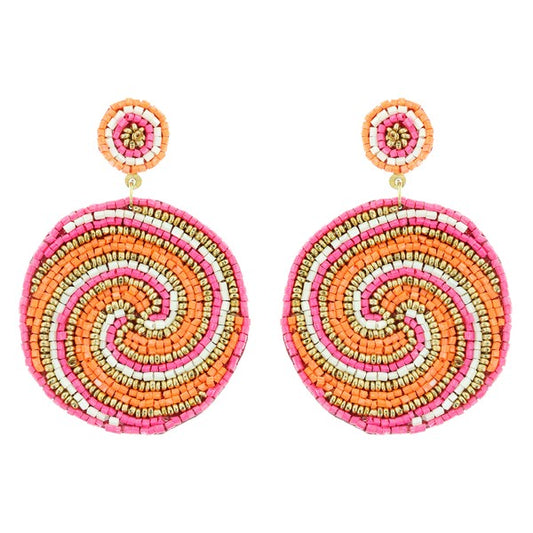 SWIRL SEED BEAD DANGLE EARRINGS
