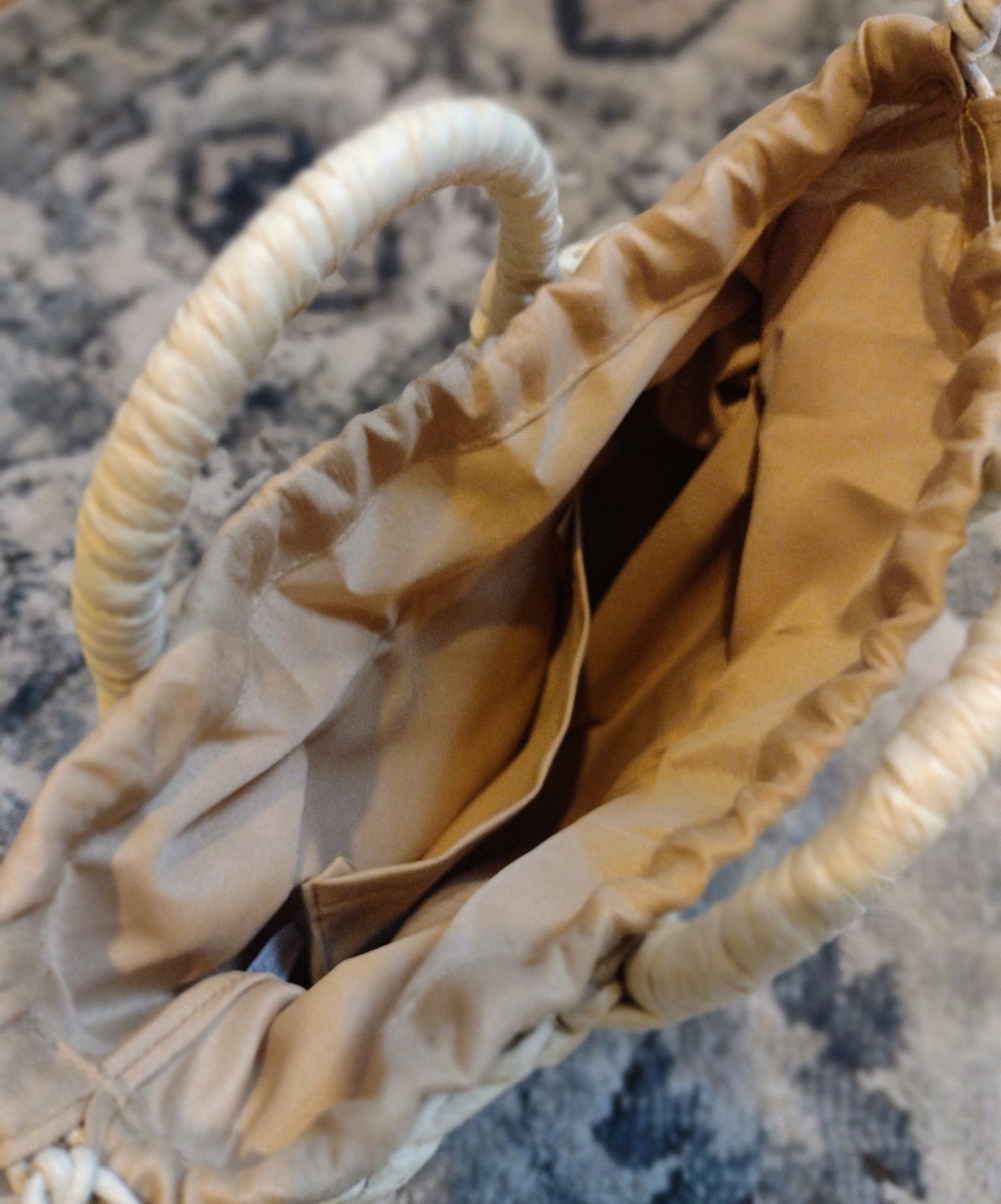 Two Tone Braided Semi Circle Hand Bag