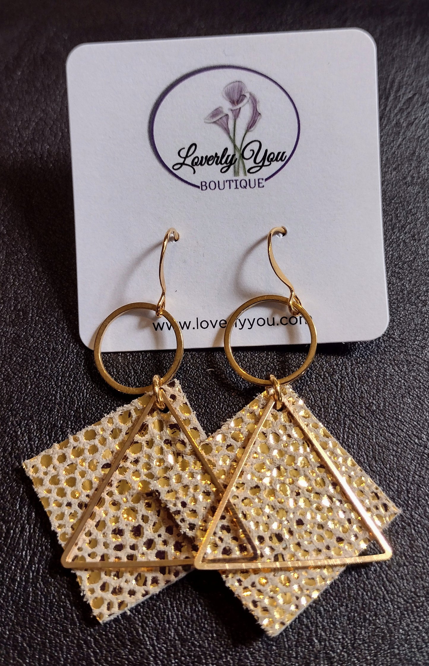Cecelia Diamond Leather Earrings.