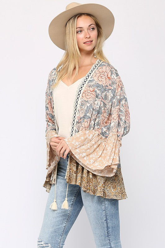 Loverly Girl Floral and Paisley Print Mix kimono
