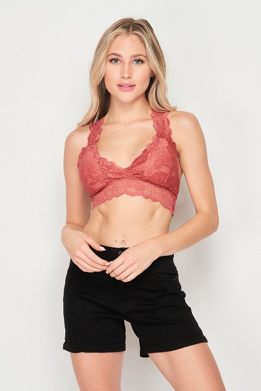 Curvy Loverlies PLUS Lace Racerback Bralette With Removable Pads