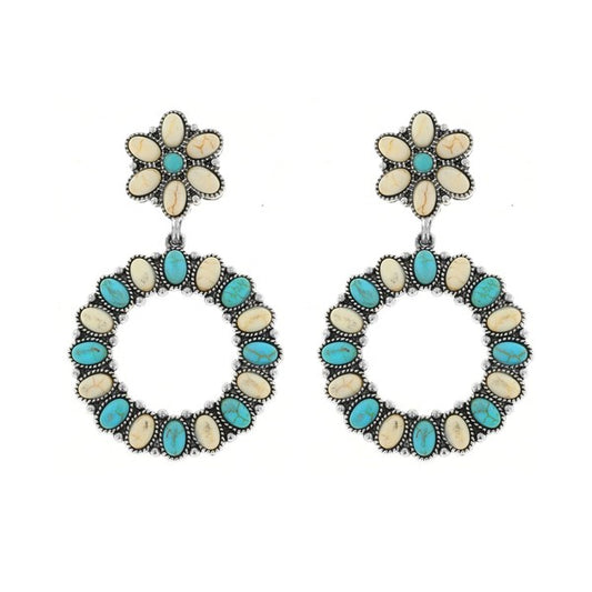 WESTERN TURQUOISE CIRCLE EARRINGS
