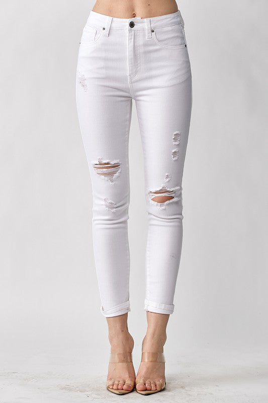 RISEN Jeans - Distressed White Women's Skinny Jeans