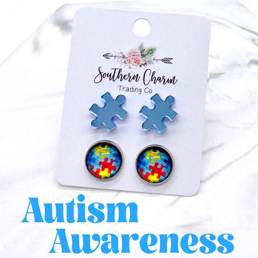 12mm Mirror Puzzle & Autism Awareness in Stainless Steel Settings